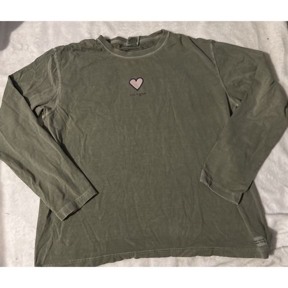 Life Is Good Women's XL Long Sleeve Shirt Heart Green - Picture 1 of 8